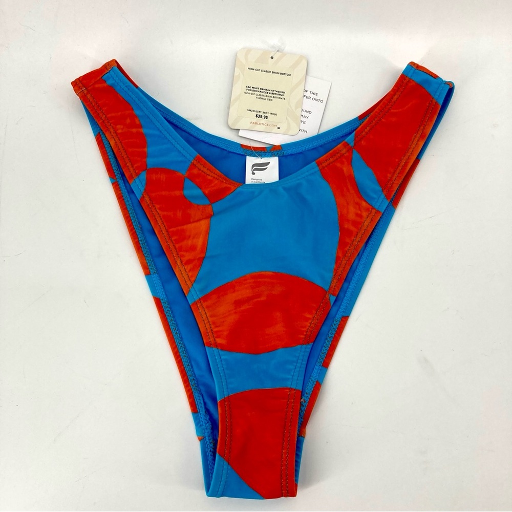 Fabletics High-Cut Classic Bikini Bottom Floral Geo NWT Small